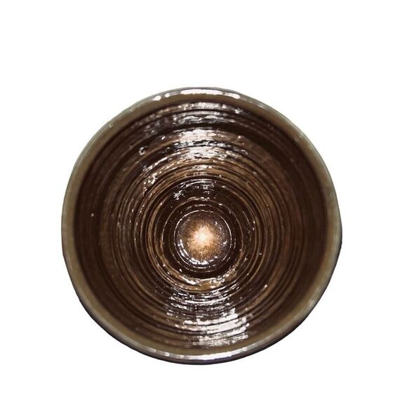 Handmade Vase Studio Pottery Signed Green Brown Ribbed - Picture 4 of 4